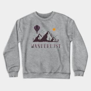 Wanderlust Outdoor Mountain Scene Hot Air Balloon Crewneck Sweatshirt